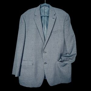 Chaps Mens 48L Houndstooth Blazer Jacket Sport Coat Blue Brown Gray
